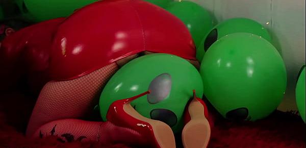  Hot kinky video with horny MILF with big shiny ass inflatable rubber air balloons